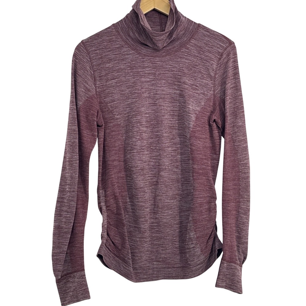 Lululemon Swiftly Tech Turtleneck Women Purple Heathered Ruched Long Sleeve